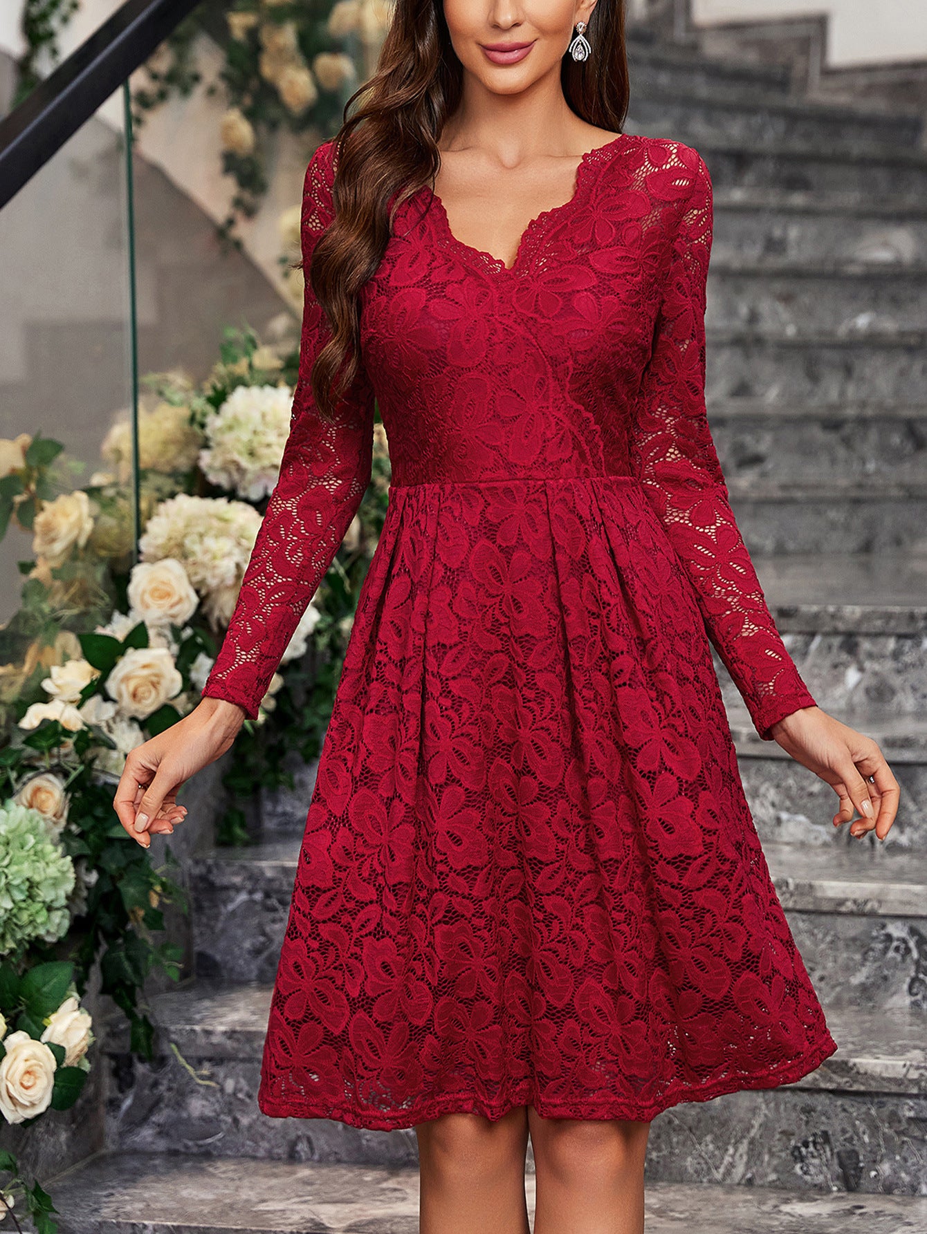 Dress Long Sleeve Homecoming Lace Party Dresses