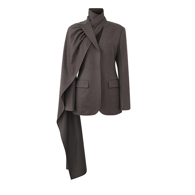 Scarf Collar Versatile Slimming Sense Of Blazers