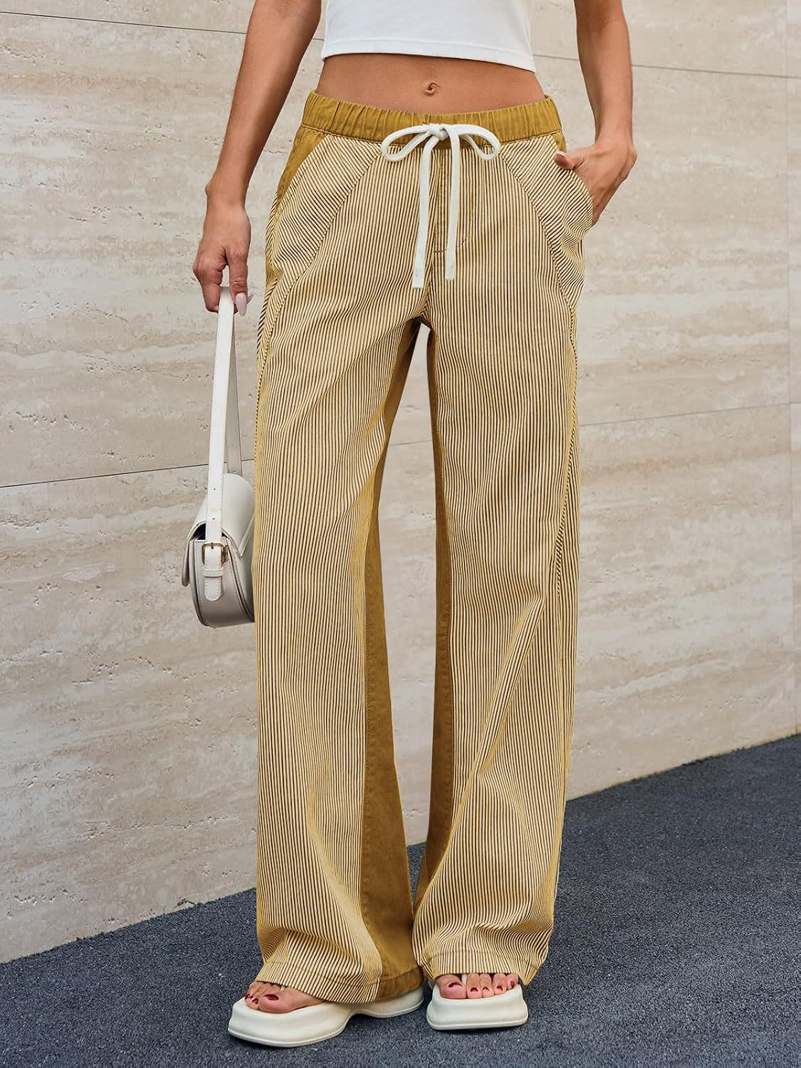 Women's Striped Leisure Loose Color Matching Slimming Pants