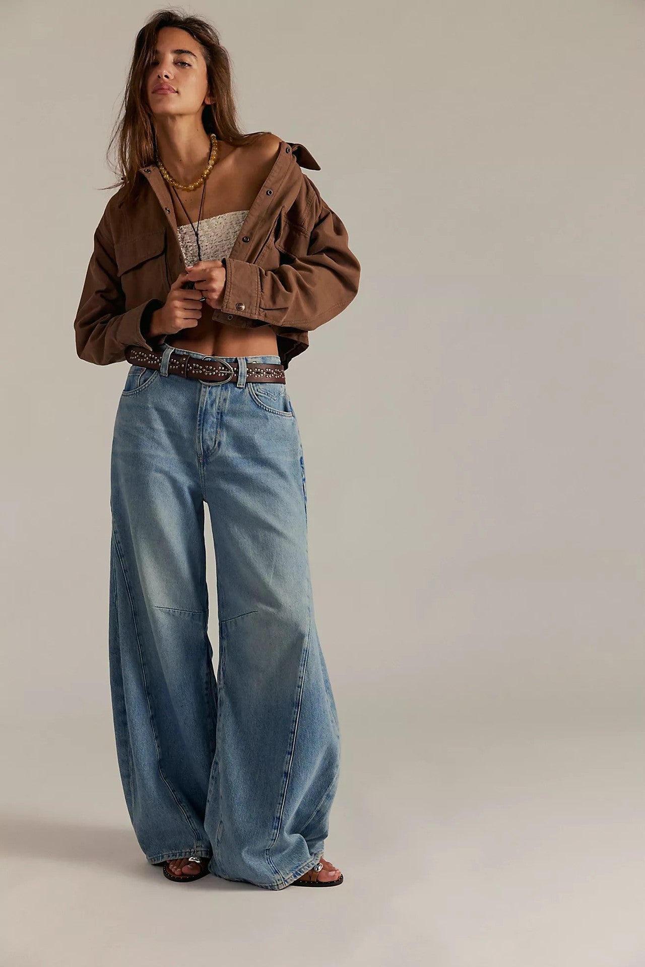 Women's Early Autumn Retro High Waist Wide Jeans