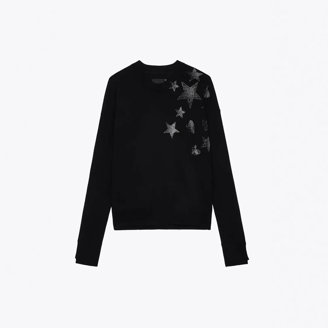 Women's French Niche Stars Heart Rhinestone Black Sweaters