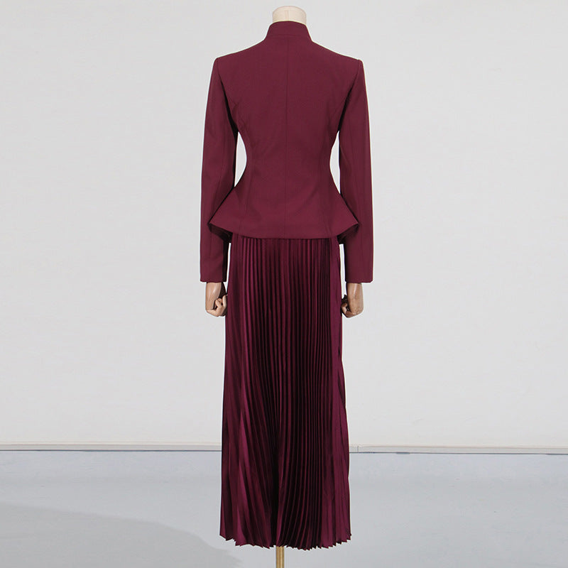 Women's Three-dimensional Embroidery Design High Waist Pleated Suits