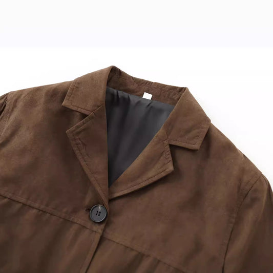 Autumn Old Money Style Brown Suede Jackets