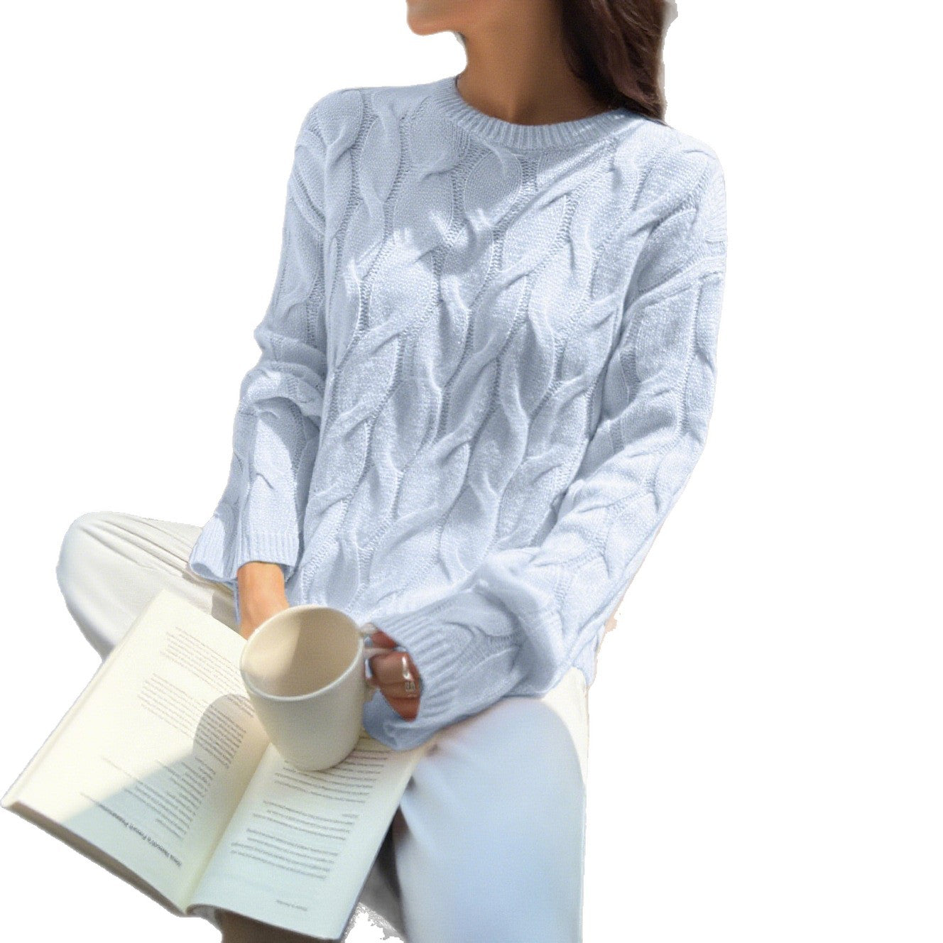 Women's Casual Minimalist Long Sleeve Solid Color Sweaters