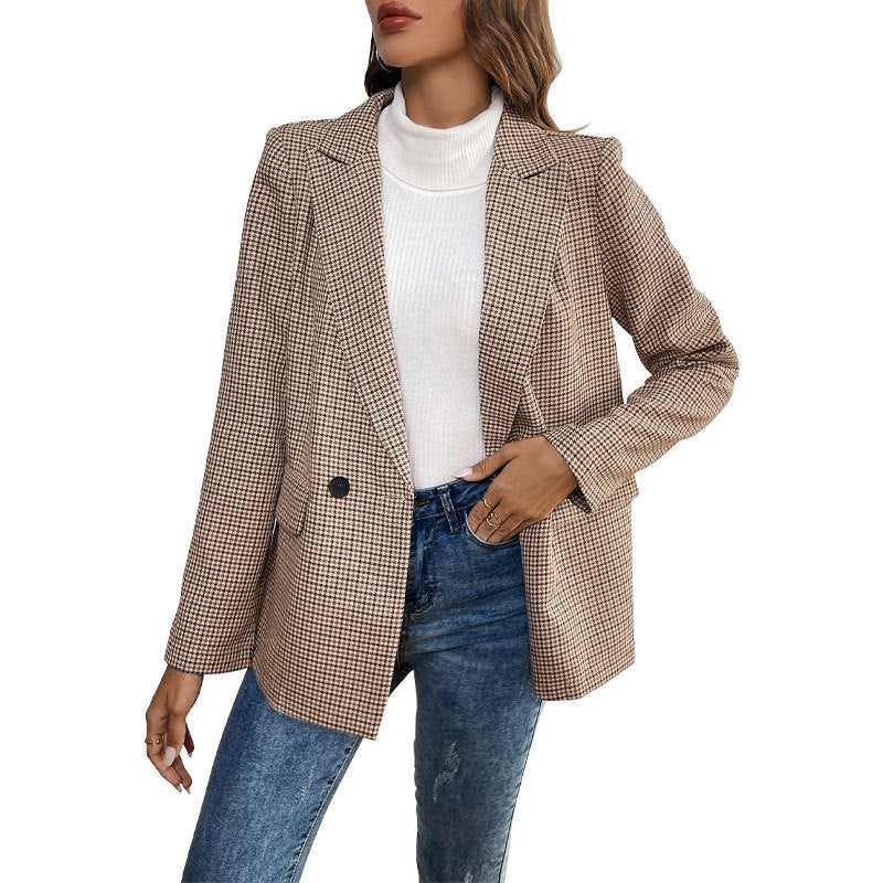 Women's Button Lapel Long Sleeve With Pocket Blazers