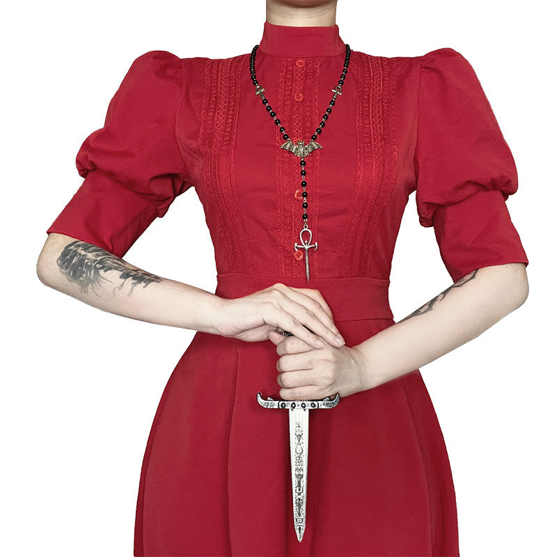Pearl Red Dress Autumn Gothic Phoenix Dresses