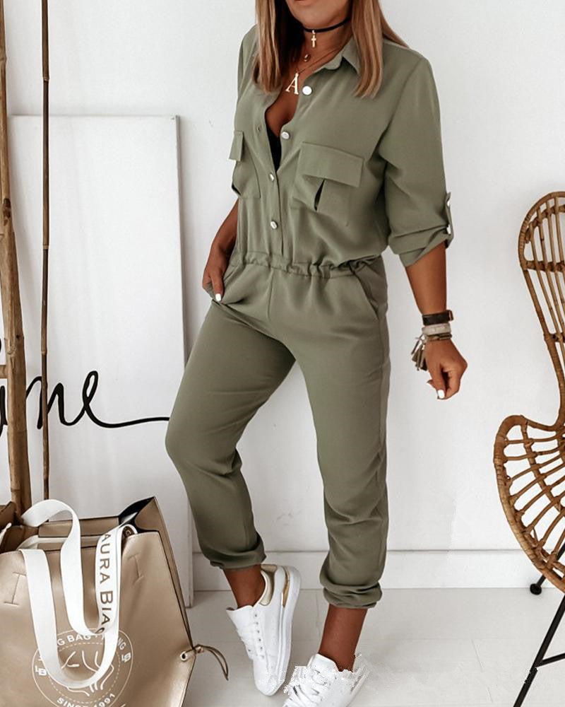 Women's Innovative Trendy Long Sleeve Tooling Jumpsuits