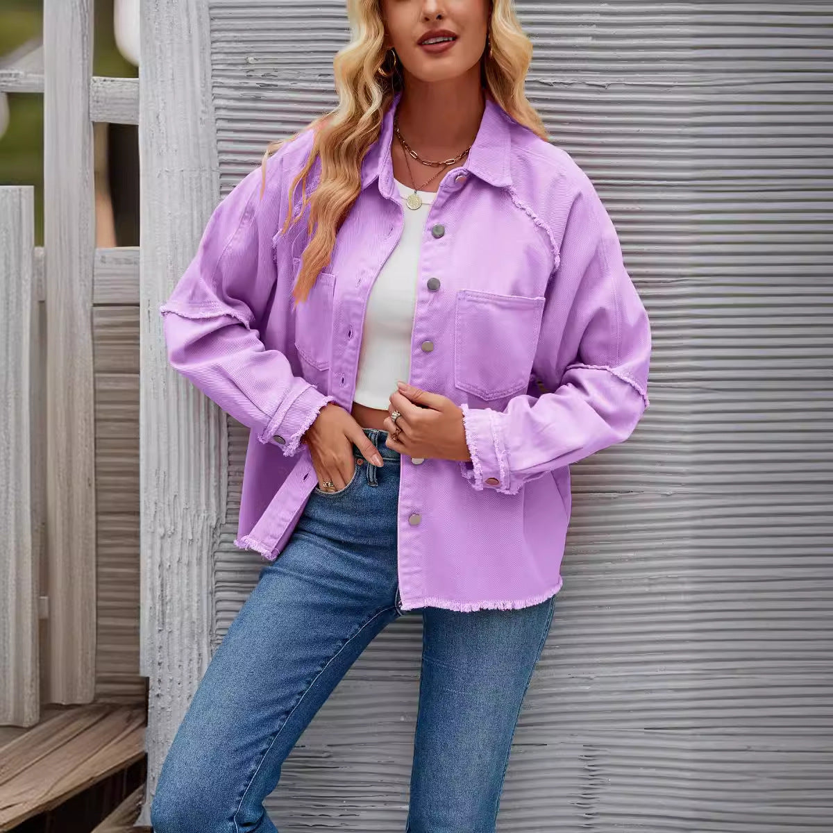 Women's American Washed Long-sleeved Denim For Jackets