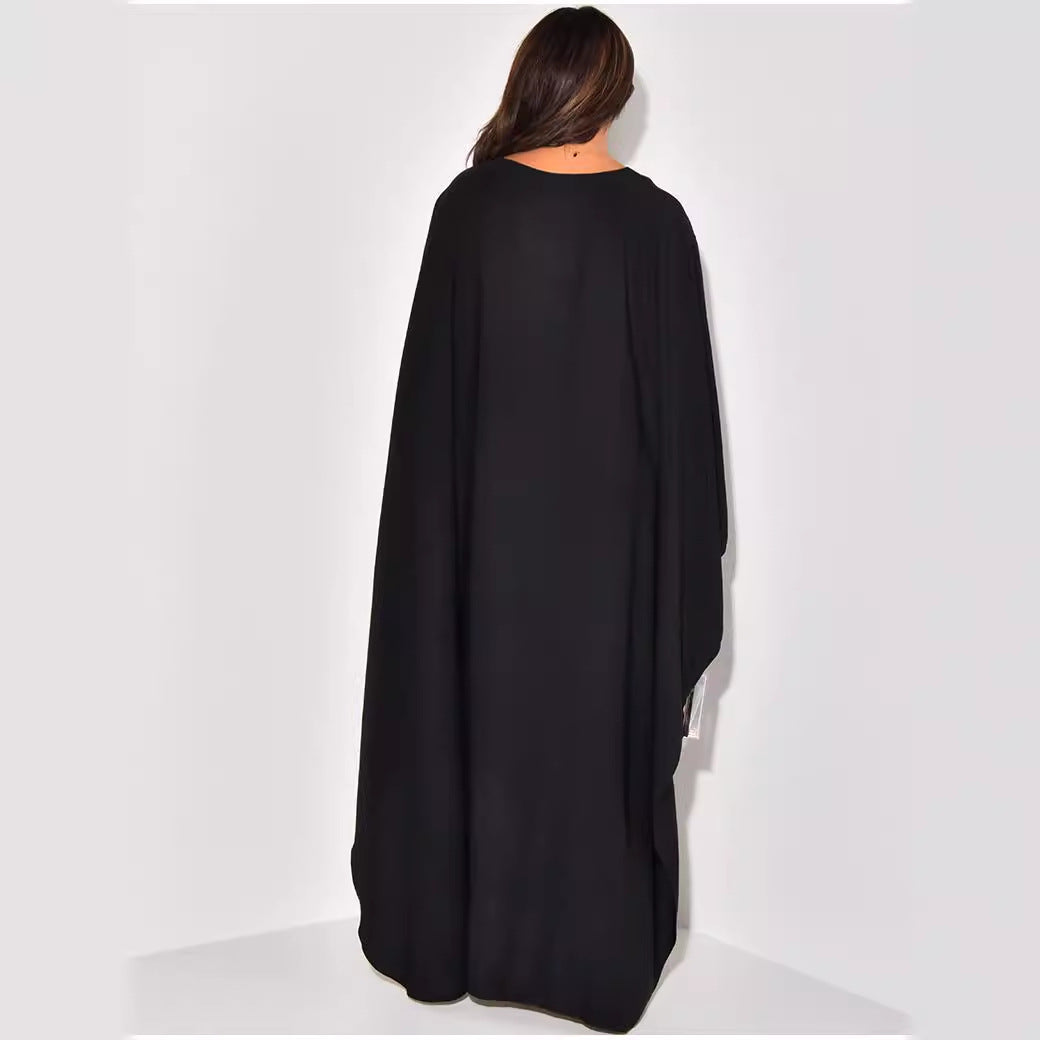 Women's Fashion Temperament Special Loose Round Neck Solid Color Dresses