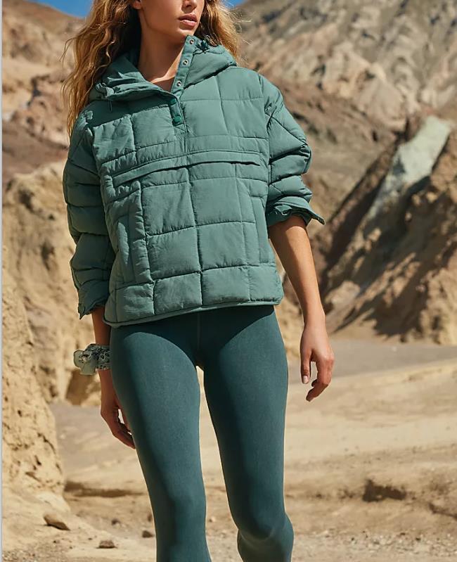 Women's Color Hooded Cotton Foldable Padded Pullover Pocket Long Coats