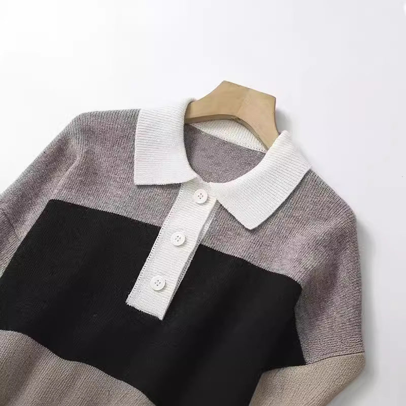 Women's Spring Loose Collar Colored Pullover For Knitwear