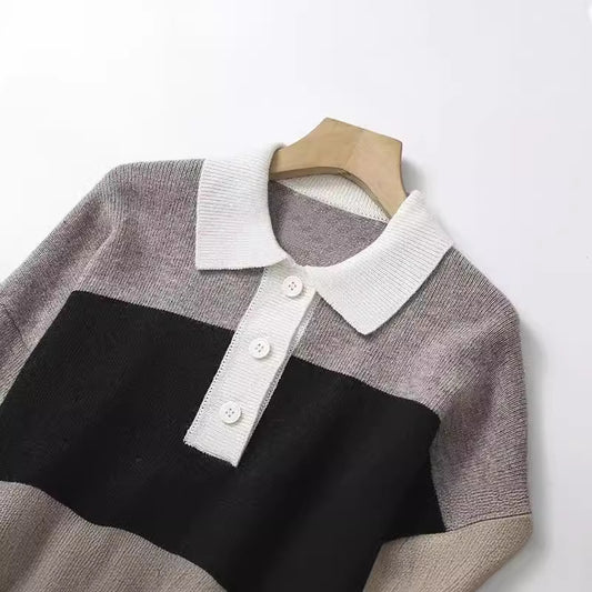 Women's Spring Loose Collar Colored Pullover For Knitwear
