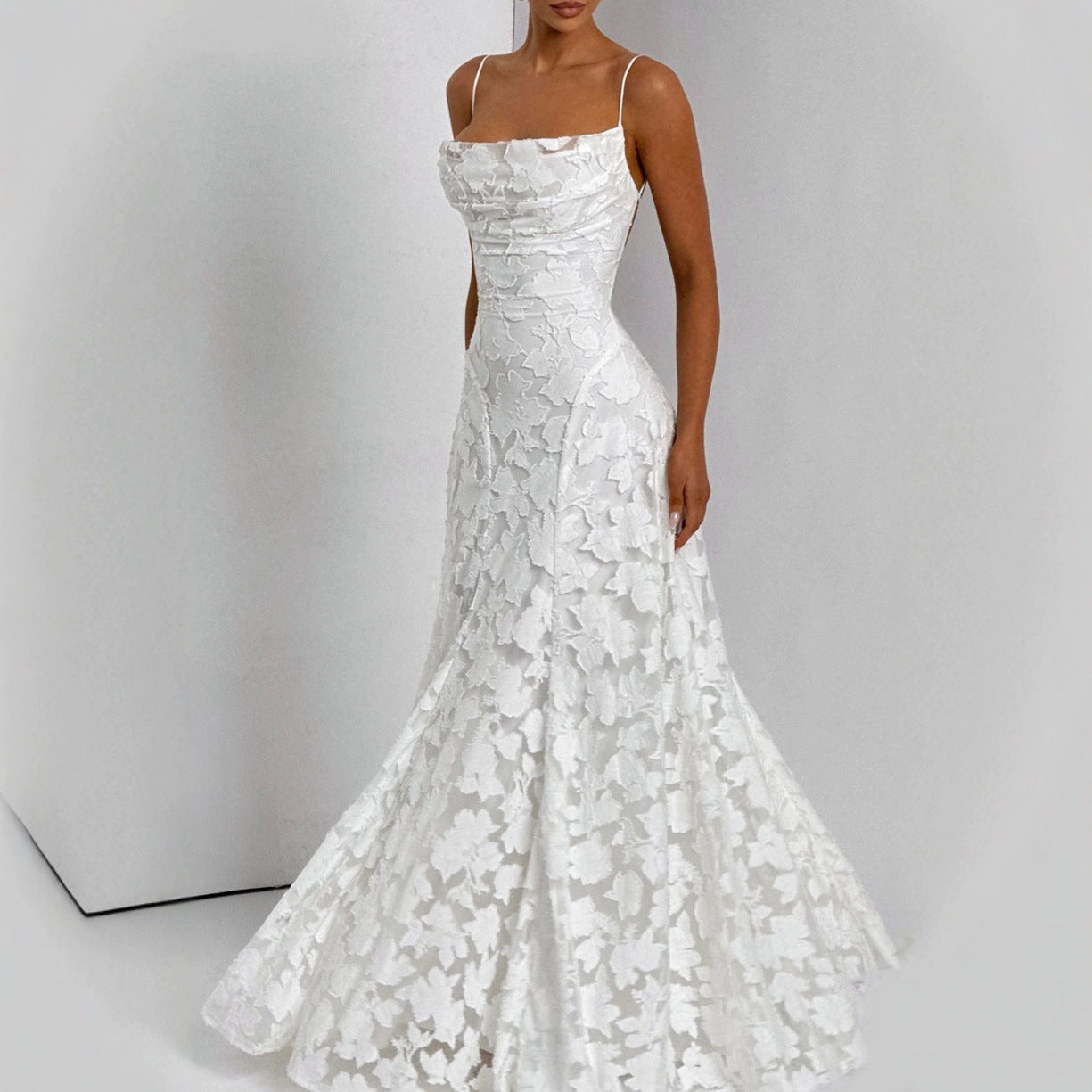 Women's Jacquard Sexy Slim Strap Dress Backless Dresses