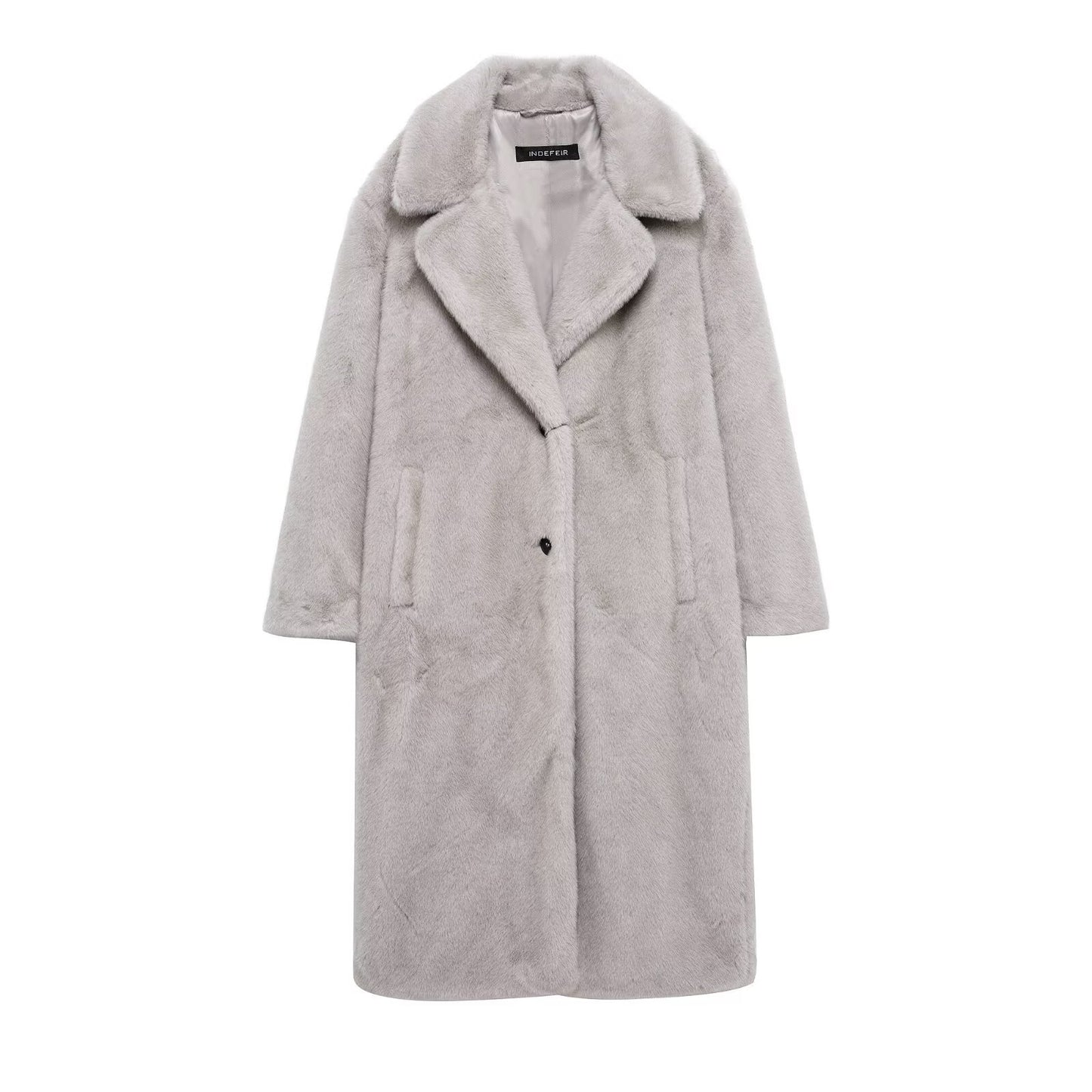 Women's Loose Collar Fur Effect Outside Coats