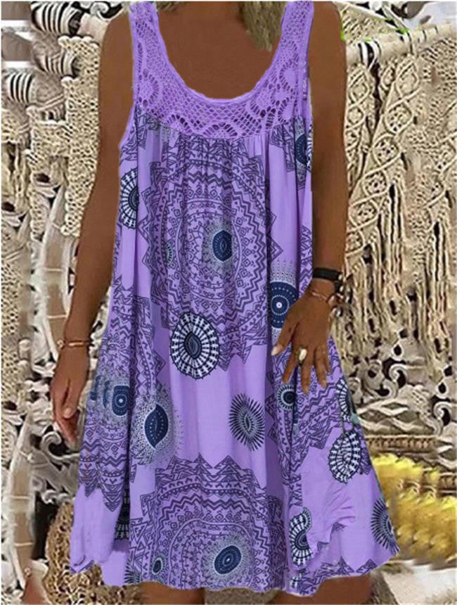 Women's Digital Printing Strapless Sexy Sling Loose Dresses