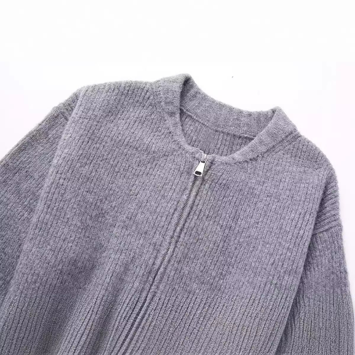 Women's Creative French Zipper Knitted Bomber Coats