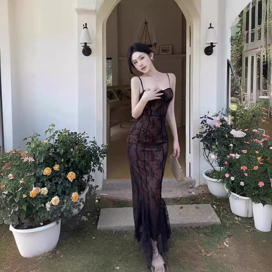 Wind Lace Strap Fishtail Summer Graceful Fashionable Art Dresses