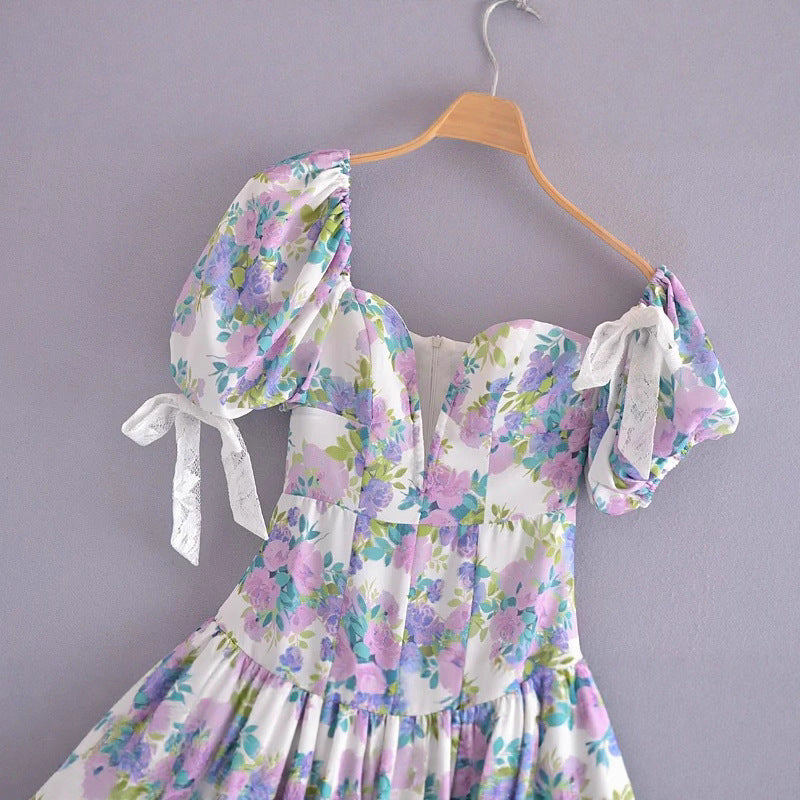 Romantic Fantasy Asymmetric Puff Sleeve Dress Skirts
