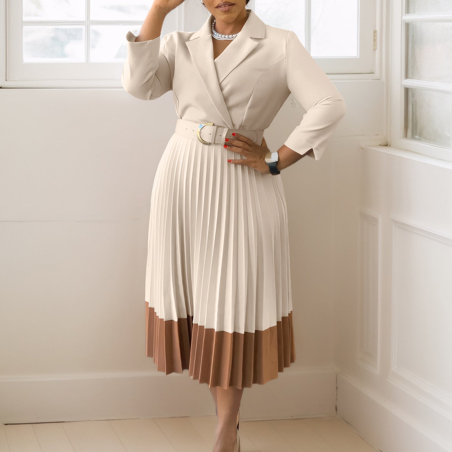 Women's Fashion Wear Collar Elegant Pleated African Suits