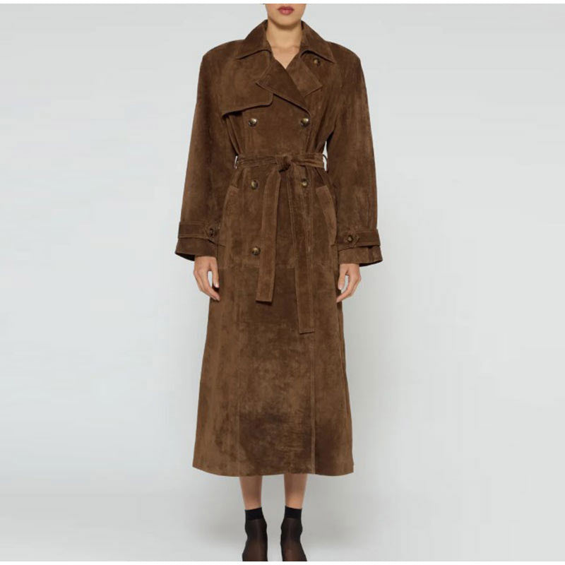 Women's Waist Long Overcoat Outerwear Fashionable Elegant Coats