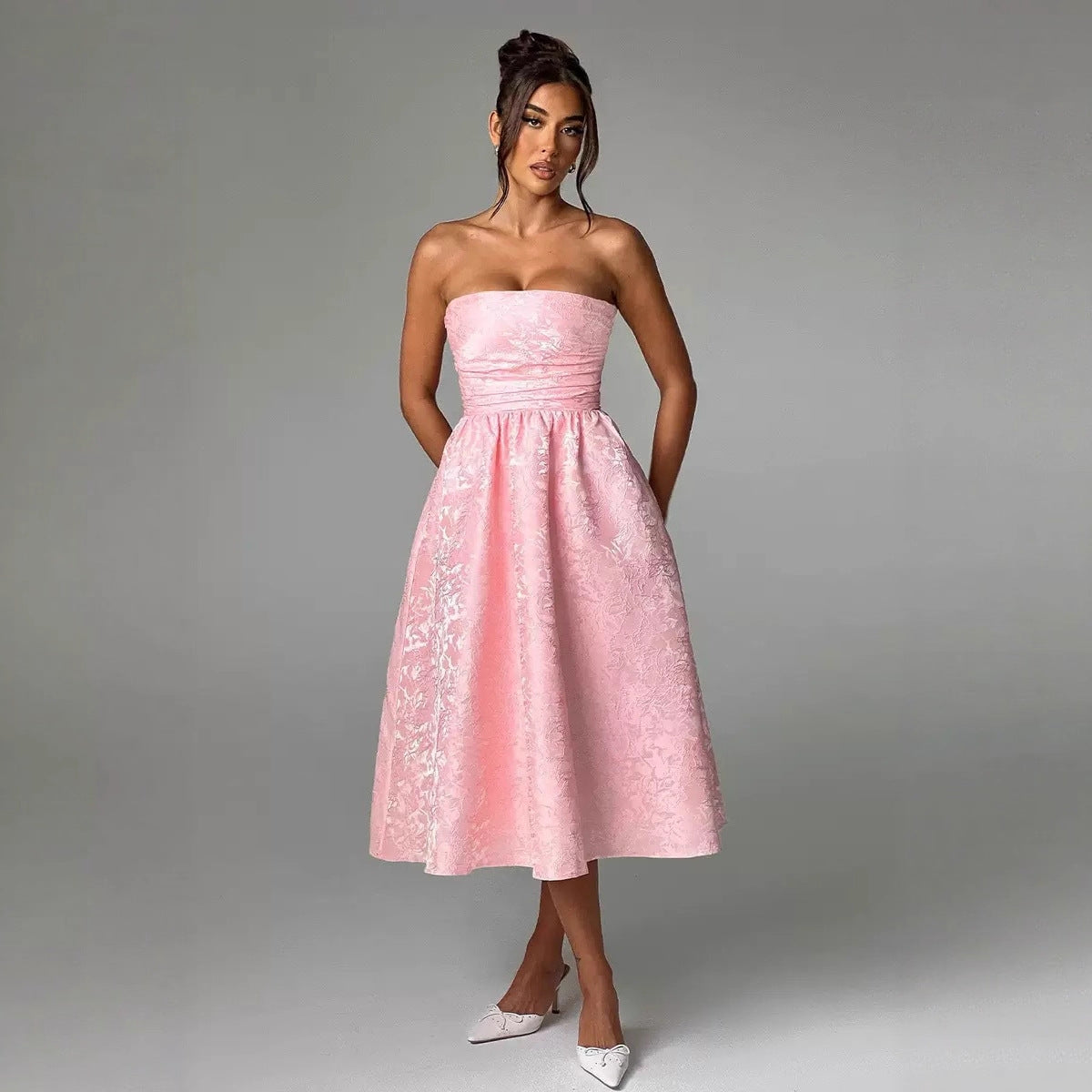 Dress Senior Elegant Jacquard Sleeveless Backless Dresses