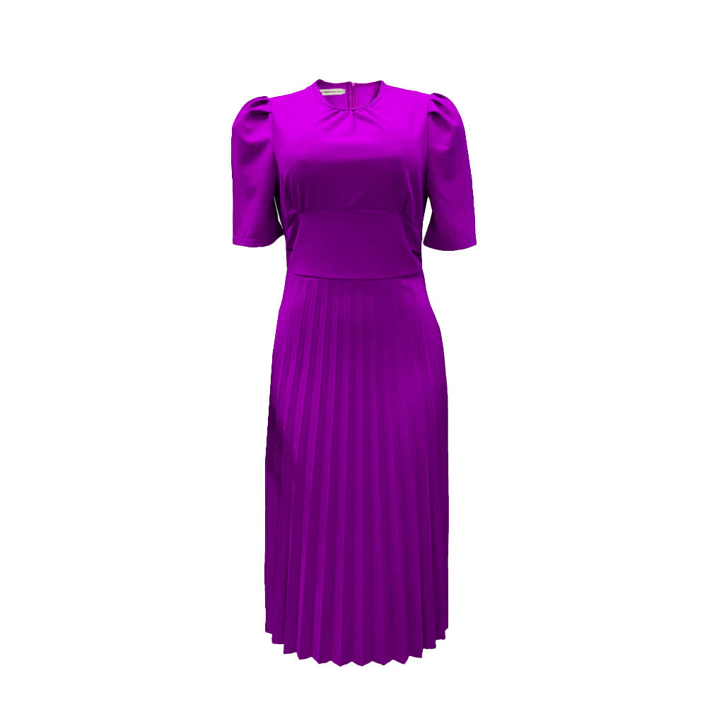 Summer Sleeve Pleated Solid Color Dress Dresses