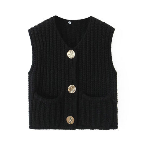Women's Street Fashion Color Thick Needle Vests