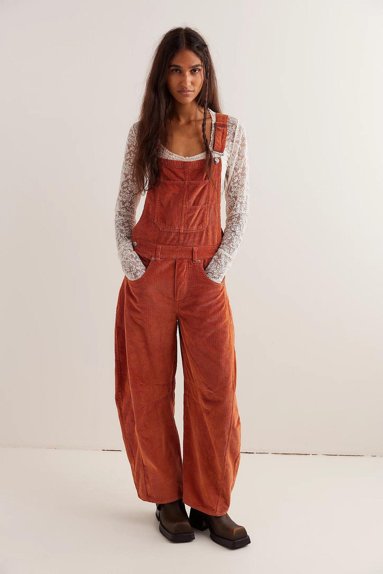 Women's Corduroy Overalls Fashion Loose One-piece Pants