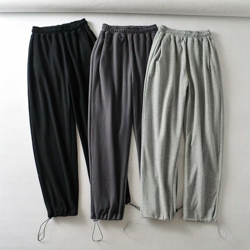Female Casual Jogger Gray High Waist Pants