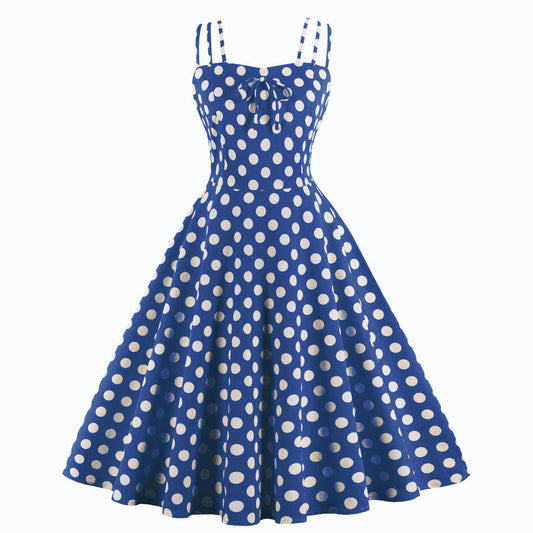 Women's Large Sling Refreshing Slim Polka Dot Dresses