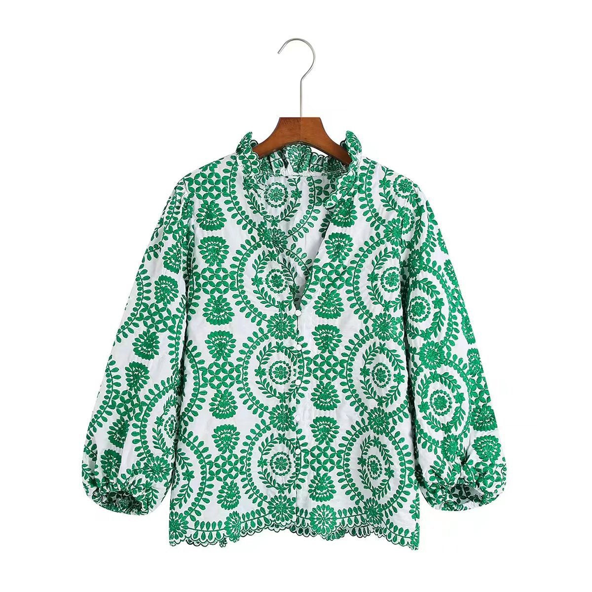 Women's Graceful Embroidered Shirt Long Sleeve Blouses