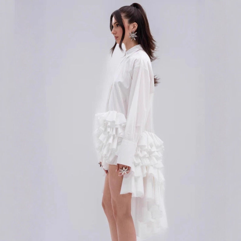 Temperament Front Back Long Shirt Autumn Blouses