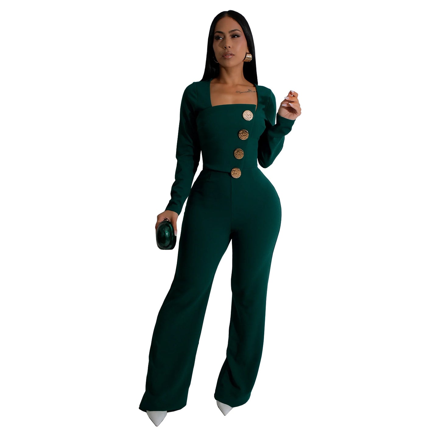 Women's Fashion Wear Long Sleeve Arm Covering Trousers Jumpsuits