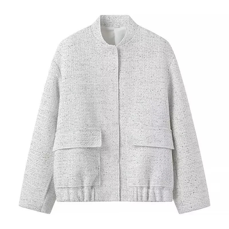 Women's Beads Decoration Small Stand-up Collar Jackets