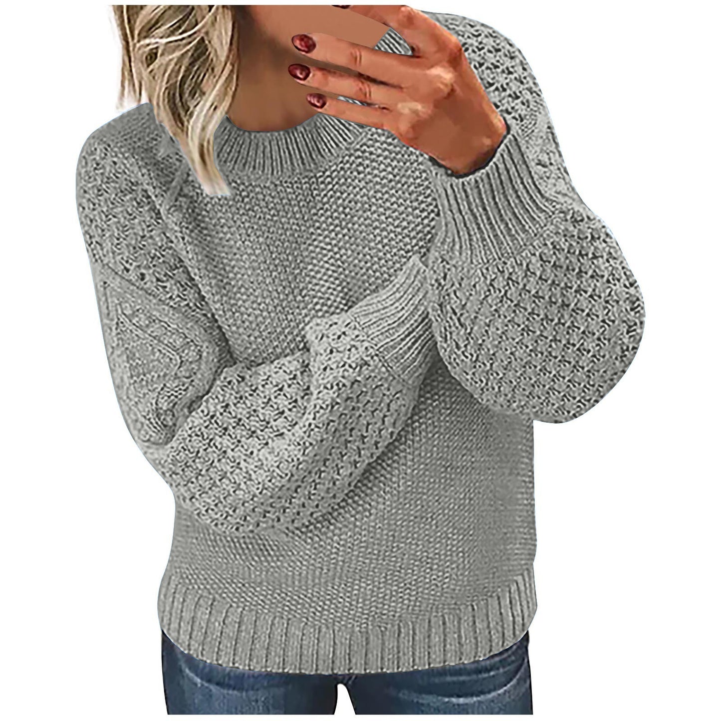 Women's Warm Solid Color Outerwear Knitted Pullover Knitwear
