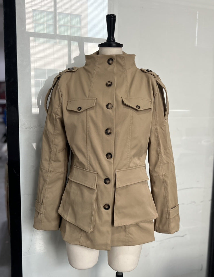 Women's Fashion Autumn Street Retro Style Solid Color Jackets
