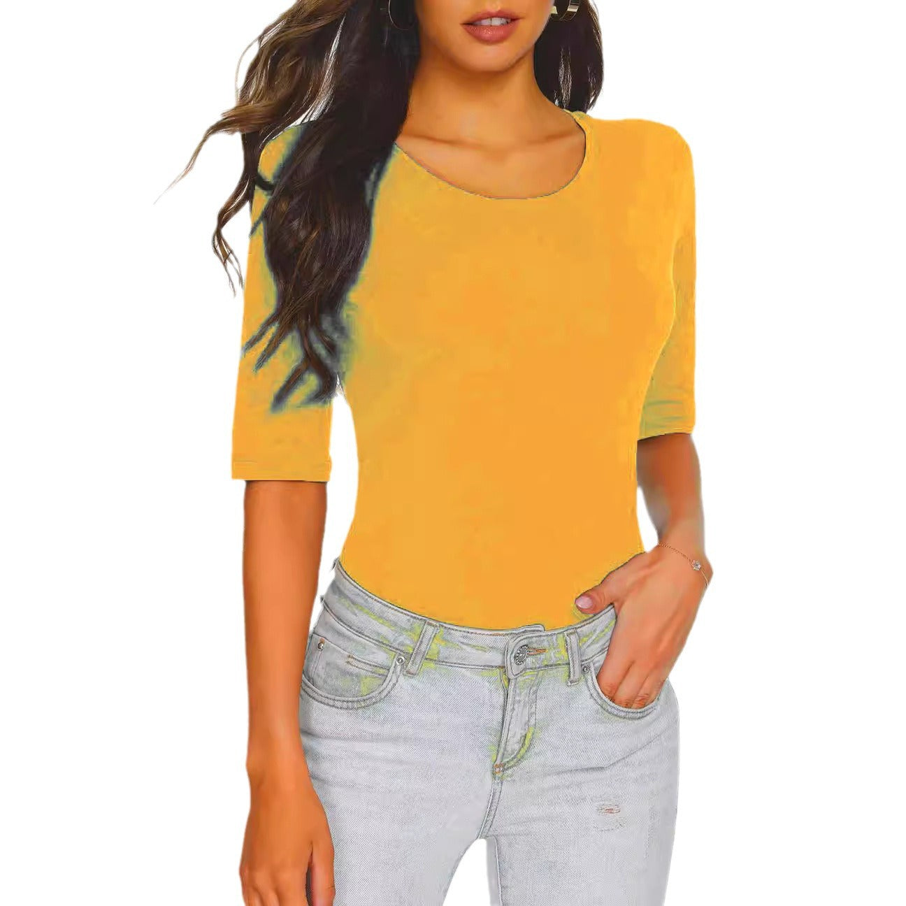 Half Sleeve Shirt Solid Basic Slim Blouses