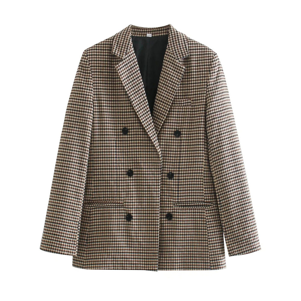 Women's Trendy Beautiful Plaid Double-breasted Autumn Blazers