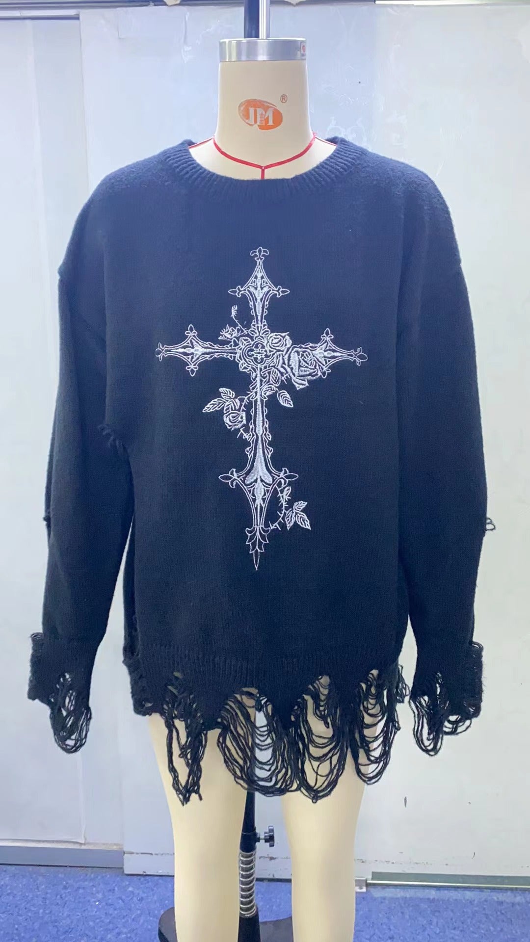 Women's Special Temperament Long Sleeve Knitted Cross Clothing