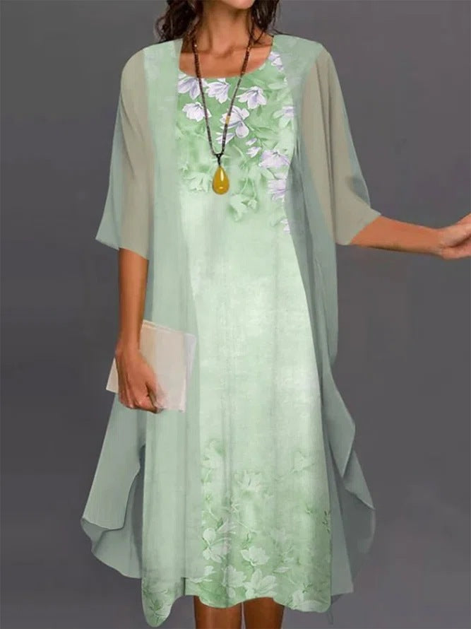 Women's Summer Casual Dress Two-piece Set Flowers Dresses