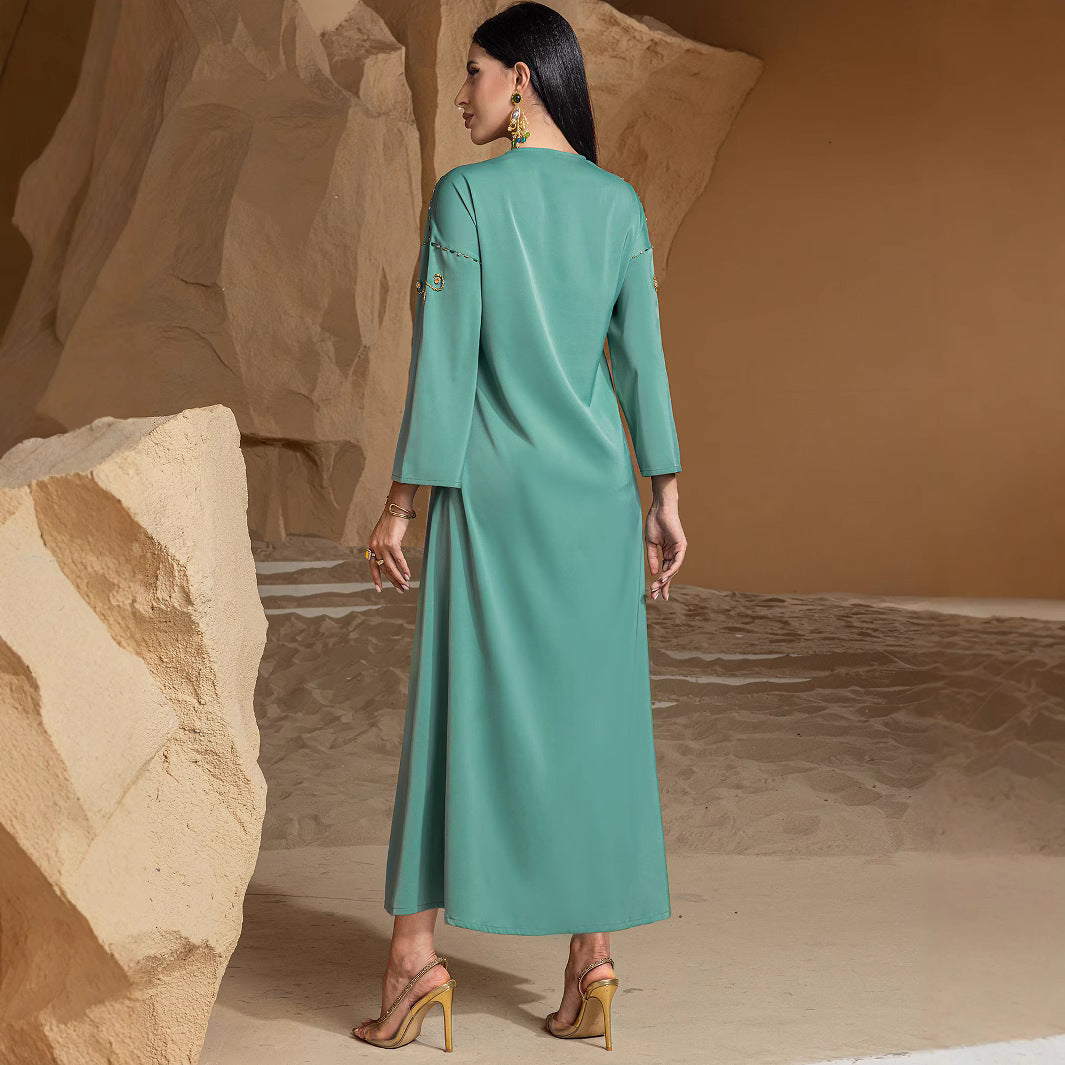 Arab Hand Sewing Drill Robe Saudi Dresses
