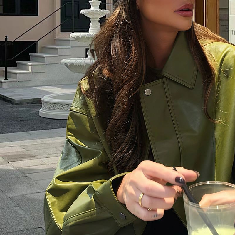 Autumn Solid Color Retro Lapel Baseball Jackets