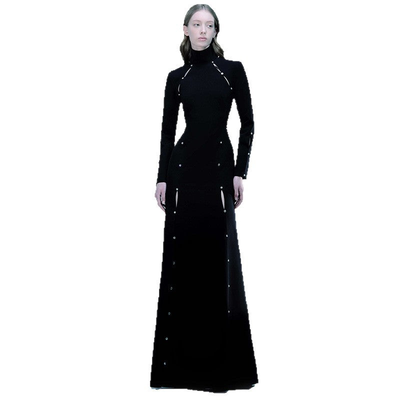 Fashion Simple Rhinestone Beaded Long Dress Dresses