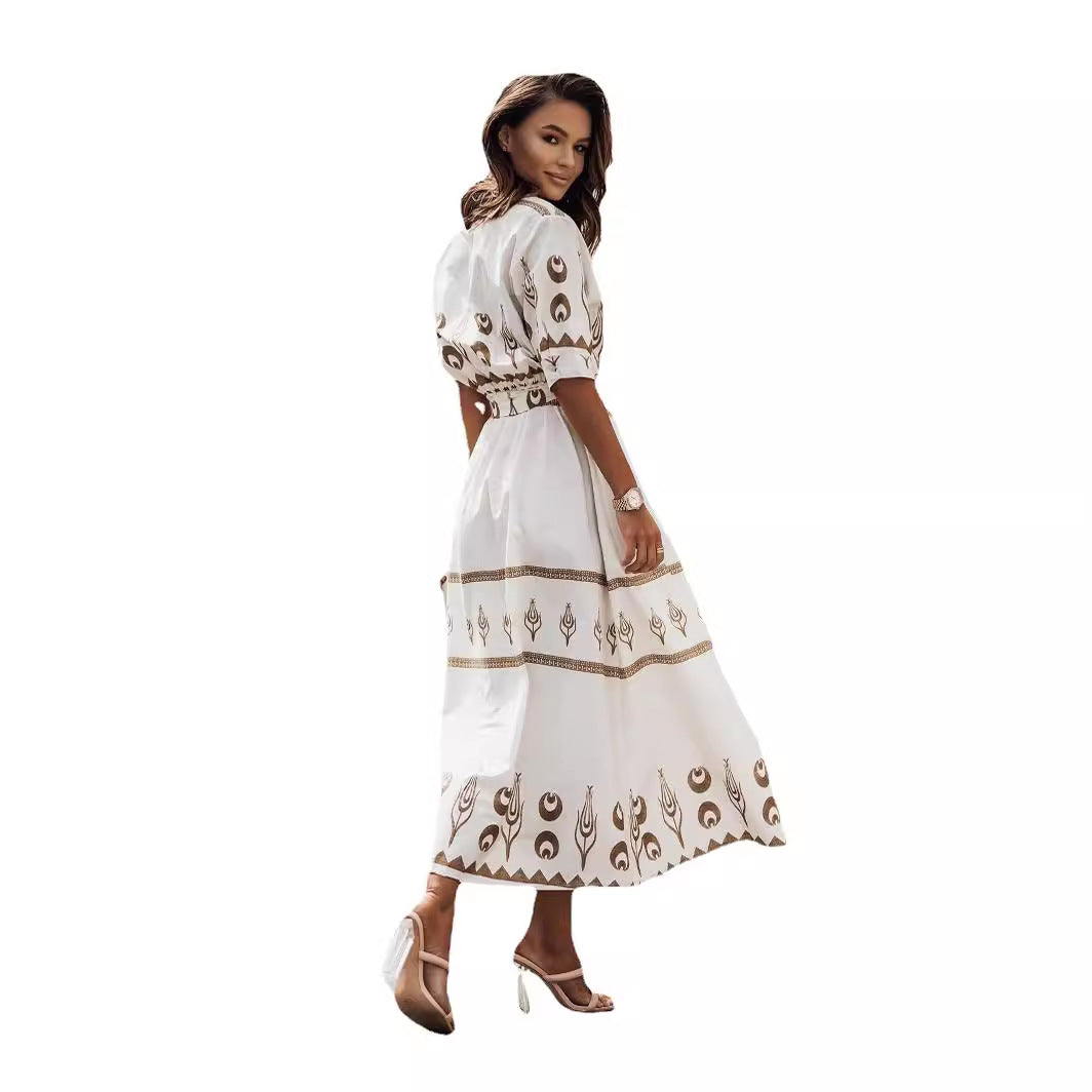 Women's Glamorous Dress Printed Lace Up Dresses