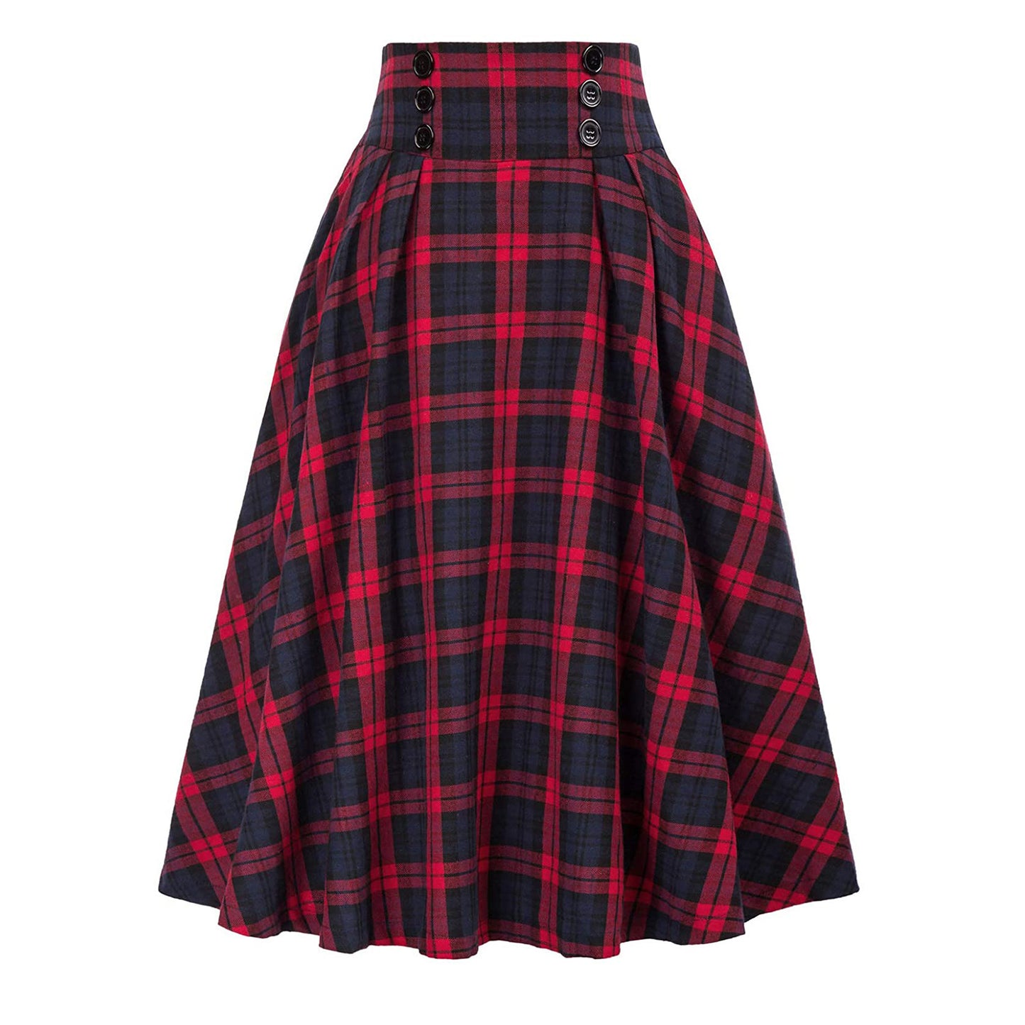 Women's Waist Plaid Big Hem Fashion Elastic Skirts