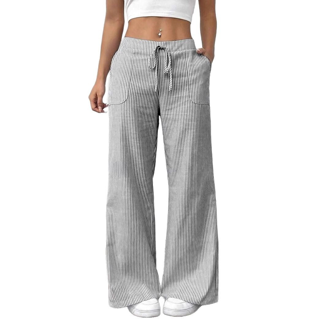 Women's Spring Striped Casual Fashion Loose Trousers Pants
