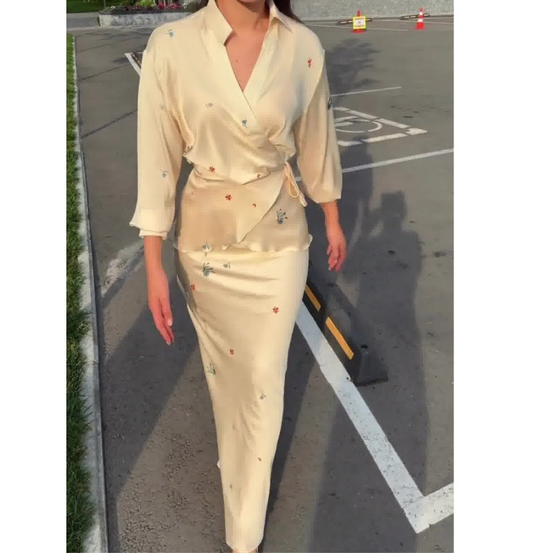 Women's Fashion Elegant Satin Long Sleeve Tops