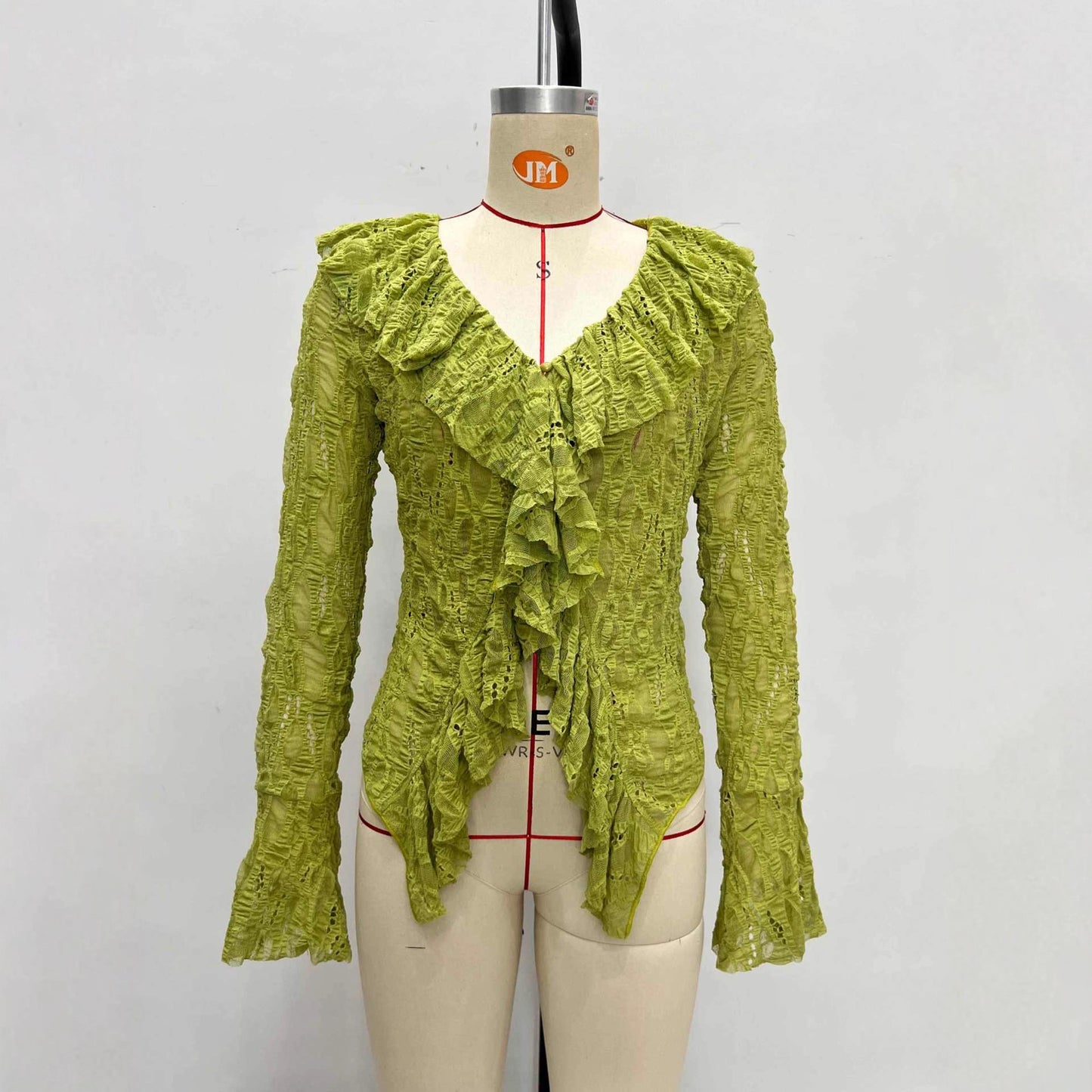 Women's Lace Shirt Autumn Fashion Ruffles Long Blouses