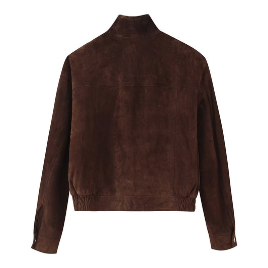 Women's Slouchy Suede Bomber With Pockets Jackets