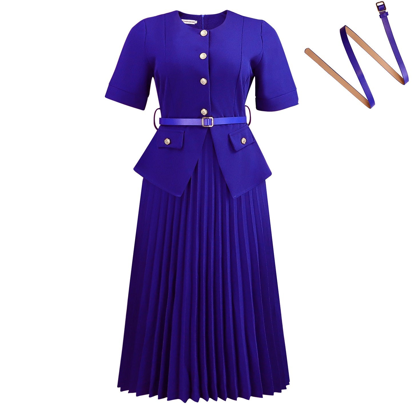 Women's African Summer Round Neck Stitching Pleated Fake Plus Size